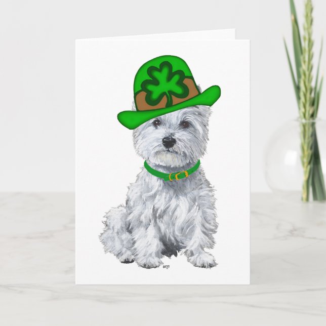 Westie S:t Patricks Day Kort (Framsida)