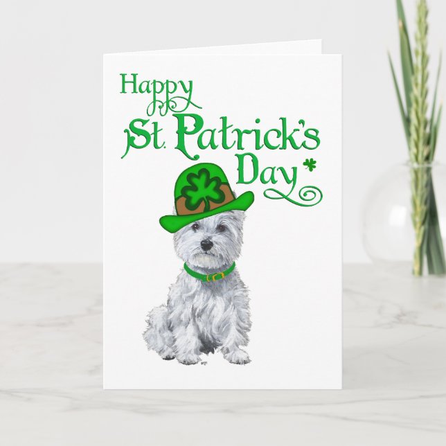 Westie S:t Patricks Day Kort (Framsida)