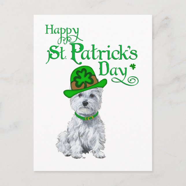 Westie S:t Patricks Day Vykort (Framsida)