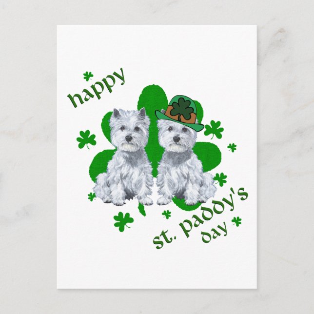 Westie S:t Patricks Day Vykort (Framsida)