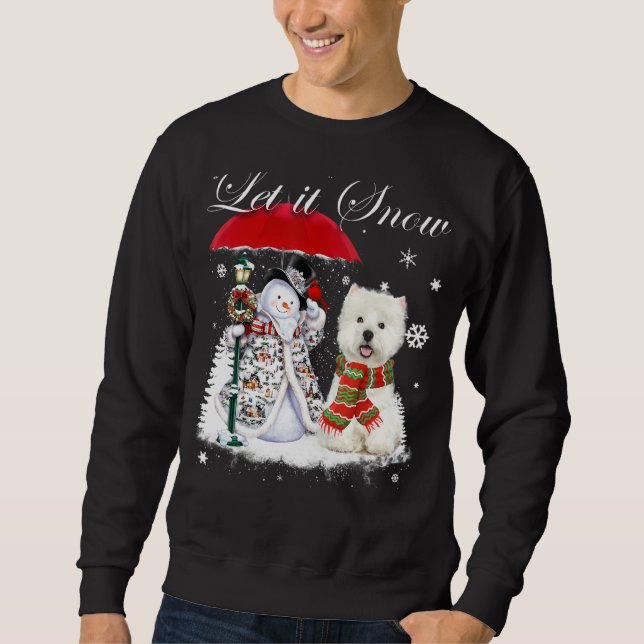Westie Santa Hund jul Snögubbe Julafton Pajama Lång Ärmad Tröja (Framsida)