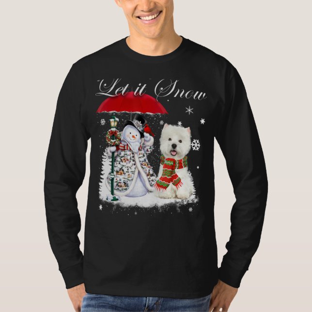 Westie Santa Hund jul Snögubbe Julafton Pajama T Shirt (Framsida)