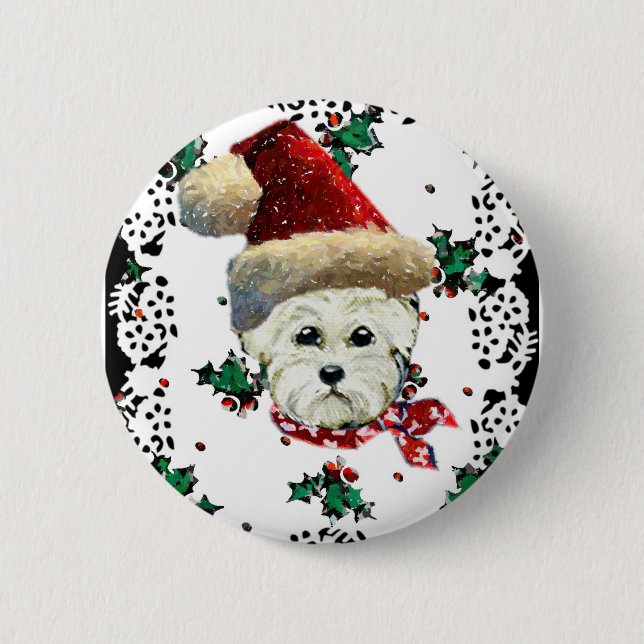 Westie Santa Knapp (Framsida)