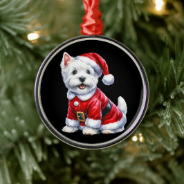 Westie Santa Tassar jul Julgransprydnad Metall