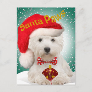 Westie Santa Tassar Postcards Helg Vykort