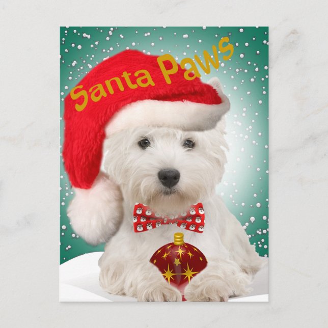 Westie Santa Tassar Postcards Helg Vykort (Framsida)