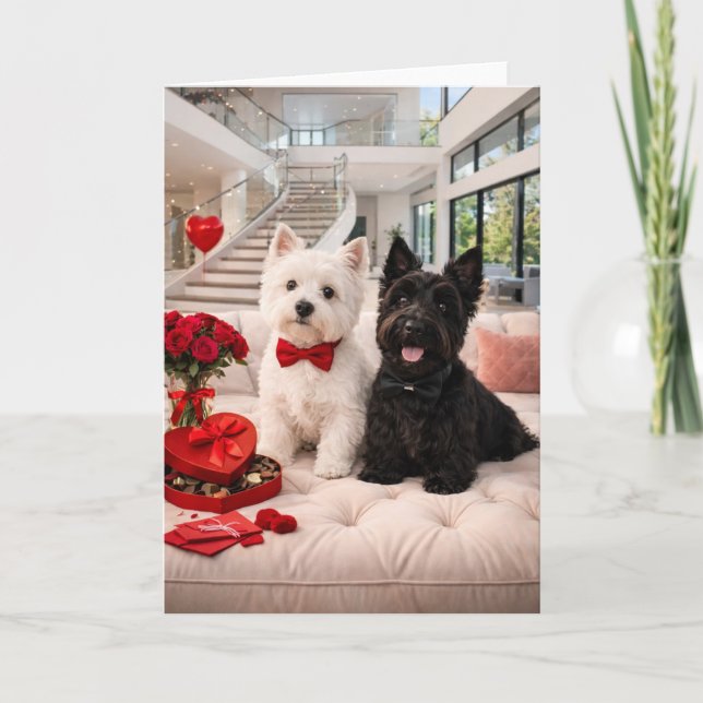 Westie & Scottie Alla hjärtans dags-kort Kort (Framsida)