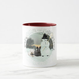 Westie & Scottie bygger en snöman Mugg