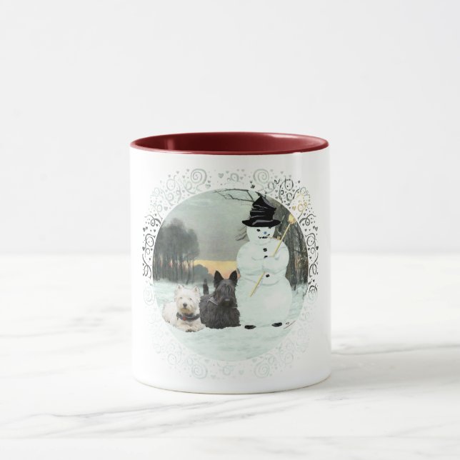 Westie & Scottie bygger en snöman Mugg (Center)