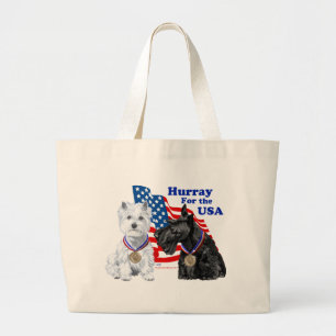 Westie & Scottie Hooray för USA Jumbo Tygkasse