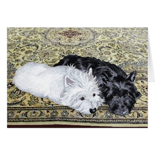Westie & Scottie i vila Hälsningskort (Framsidan Horizontal)