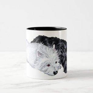 Westie & Scottie i vila Två-Tonad Mugg