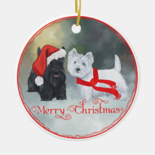 Westie Scottie jul Julgransprydnad Keramik