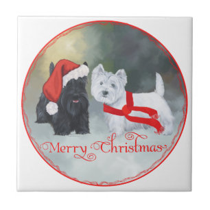 Westie Scottie jul Kakelplatta