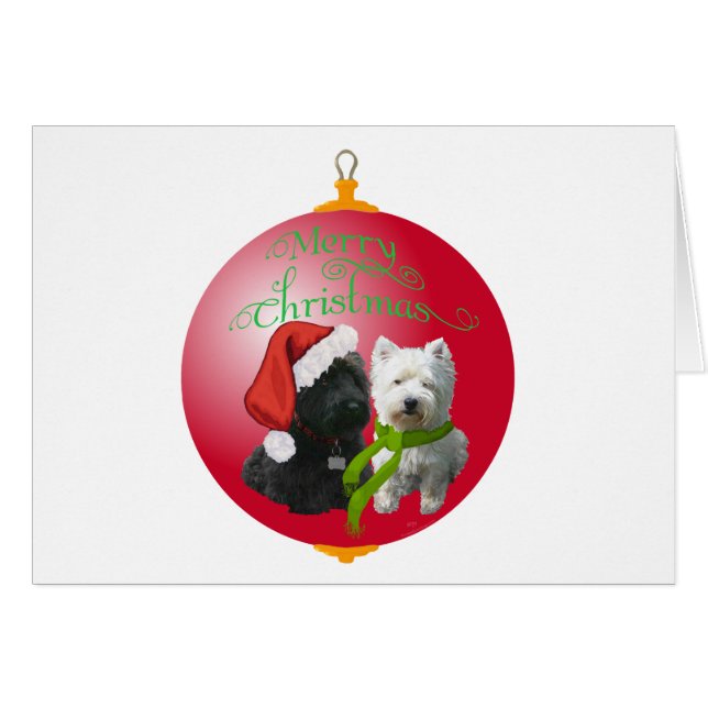Westie Scottie jul Ornament Hälsningskort (Framsidan Horizontal)