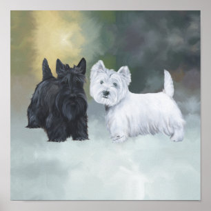 Westie Scottie Vintertid Poster