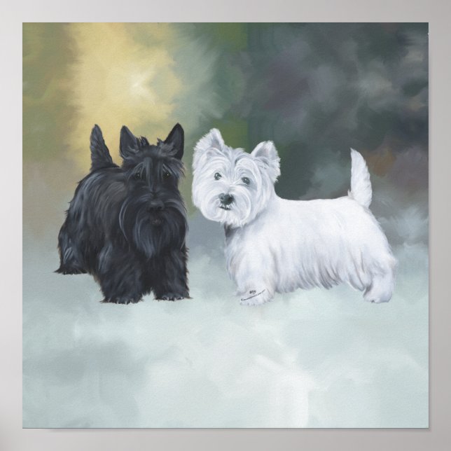 Westie Scottie Vintertid Poster (Framsidan)
