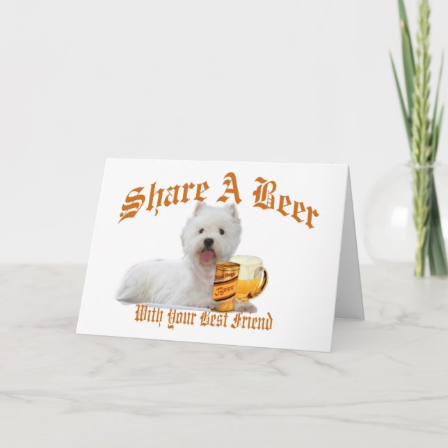 Westie Shares Beer Greeting Card Kort (Framsida)