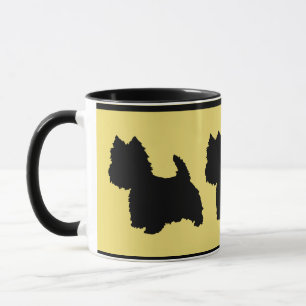 Westie Silhouette på Gul bakgrund Mugg