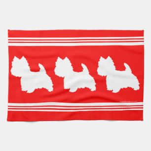 Westie Silhouette på Red Kökshandduk