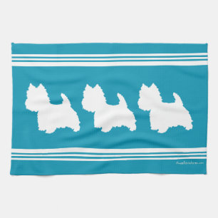 Westie Silhouette på Turkos Kökshandduk