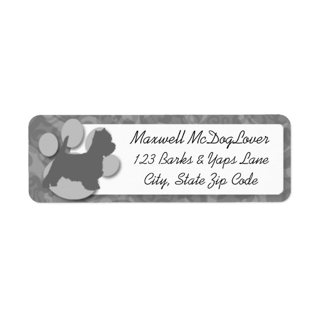 Westie Silhouette Returadress Etikett (Framsidan)