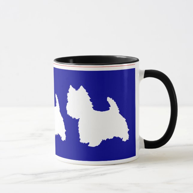 Westie Silhouette Röd & Blå Mugg (Höger)