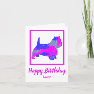 Westie Silhouette Rosa Hund Funny Birthday Kort