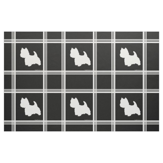 Westie Siluett på Svart Tyg (Fat Quarter)