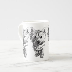 Westie skissar benporslinmuggen benporslin mugg