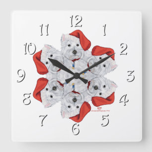 Westie Snowflake Fyrkantig Klocka