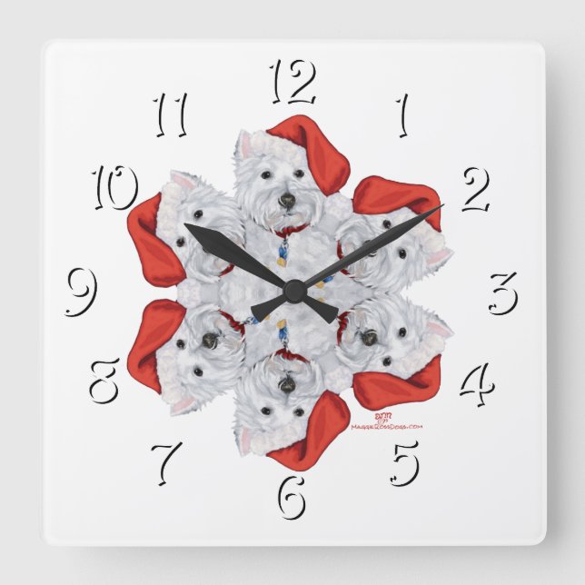Westie Snowflake Fyrkantig Klocka (Framsida)