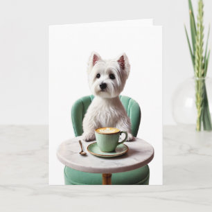 Westie som dricker en latte Blank kort
