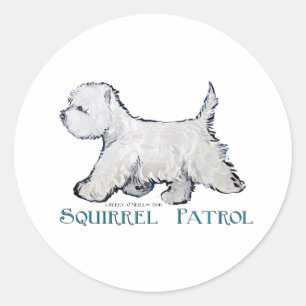 Westie Squirrel Patrol Runt Klistermärke