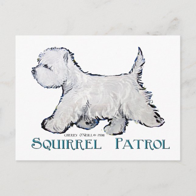 Westie Squirrel Patrol Vykort (Framsida)