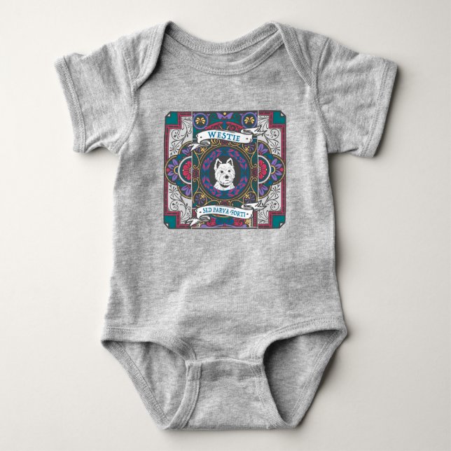 Westie Stached Glass "Small but Mighty" T Shirt (Framsida)