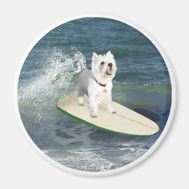 Westie Surfar Magnet (Framsidan)