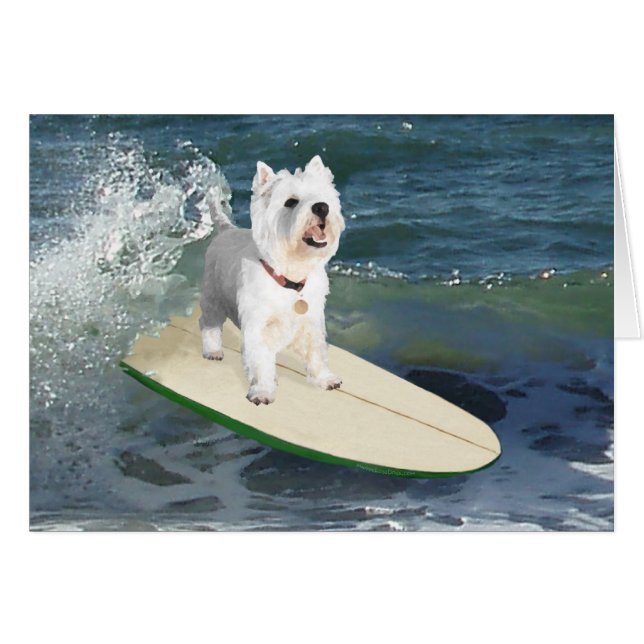 Westie Surfer Hälsningskort (Framsidan Horizontal)