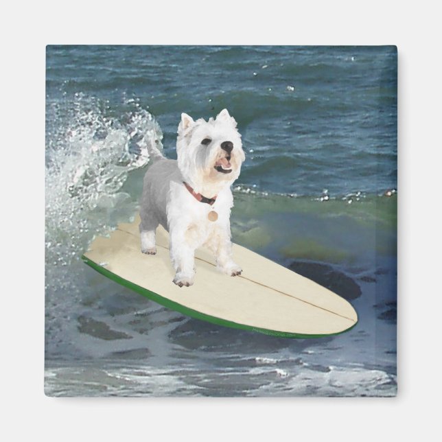 Westie Surfer Magnet (Framsidan)