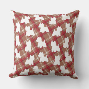 Westie tartan cushion kudde
