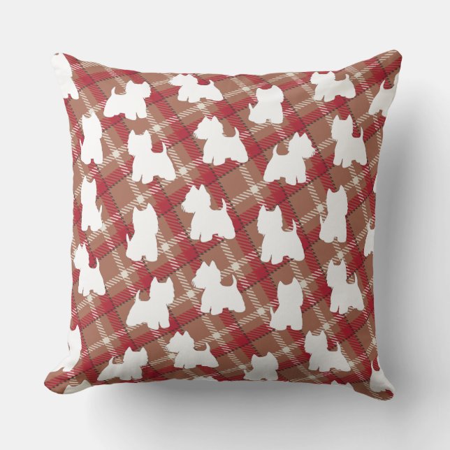 Westie tartan cushion kudde (Framsida)