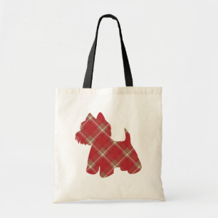 Westie Tartan Play Tote Bag - Red Tygkasse