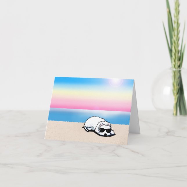 Westie Terrier Beach Note Card Tack Kort (Framsida)