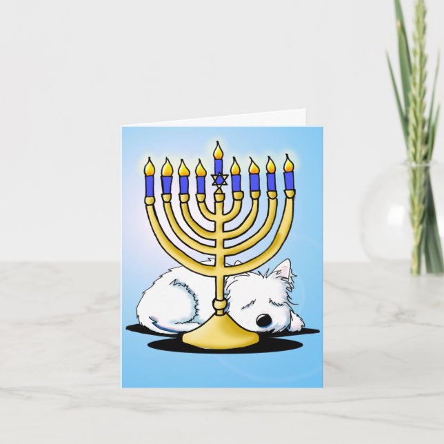 Westie Terrier Hanukkah-kort Helgkort (Framsida)