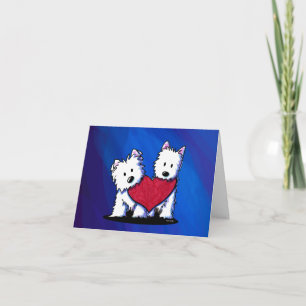 Westie Terrier Heart Duo Card Helgkort
