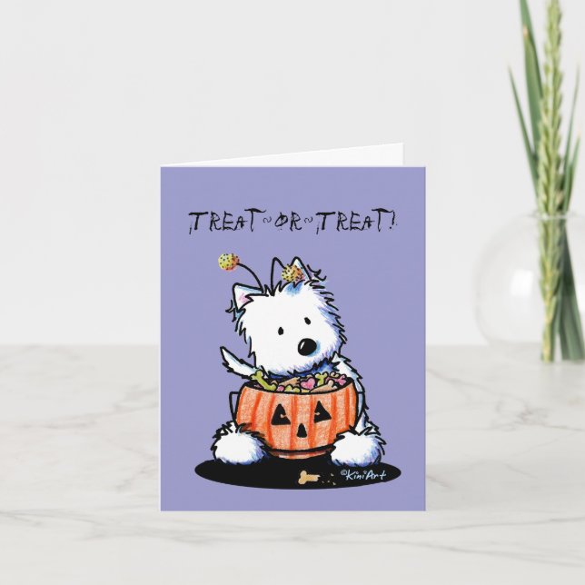 Westie Terrier Hund Halloween Card Kort (Framsida)