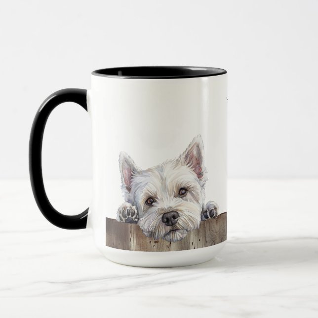 Westie Terrier Hund Mugg (Vänster)
