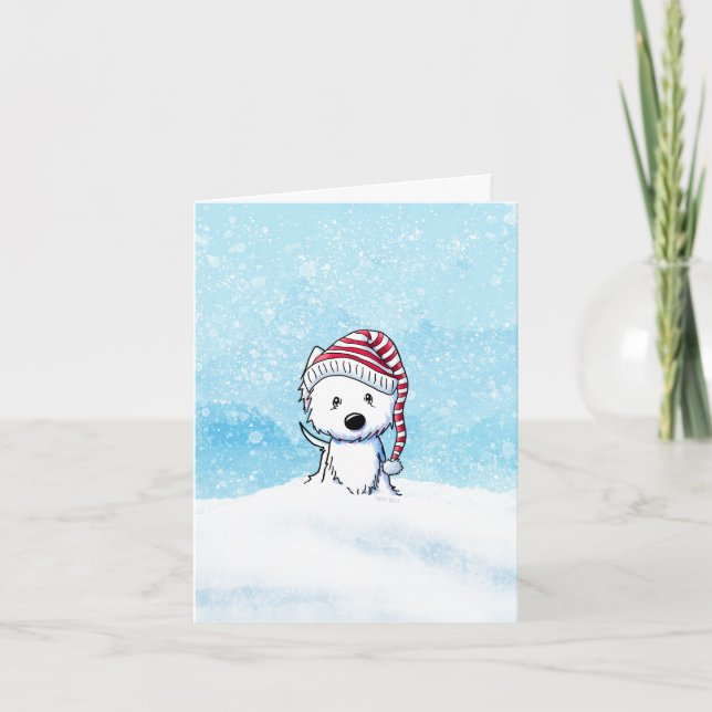 Westie Terrier Hund Vinter Helgkort (Framsida)