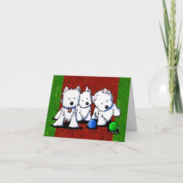 Westie Terrier Trio-julkort Helgkort (Framsida)