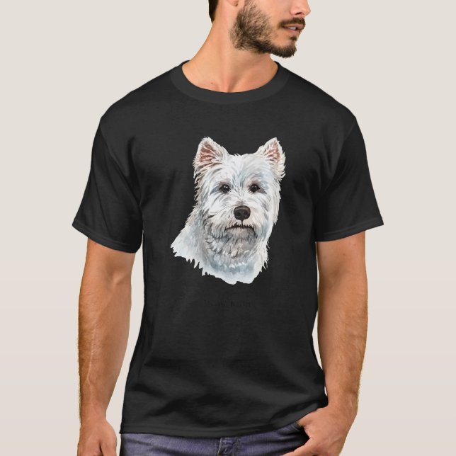 Westie Terrier White Dog Portrait T Shirt (Framsida)